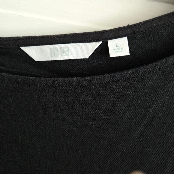 Uniqlo Black Sleeveless Linen Blend Midi Dress Size L EUC - Picture 3 of 4